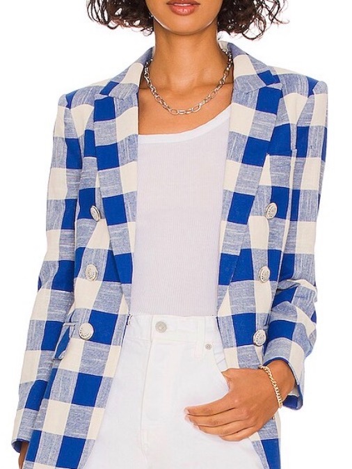 Veronica Beard Bexley Plaid Checkered Double-Breasted Blazer Dickey Jacket [Te]